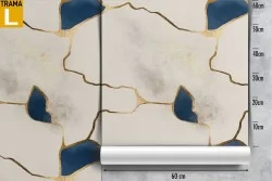 Carta da Parati marmo bianco e blu superficie luxury.