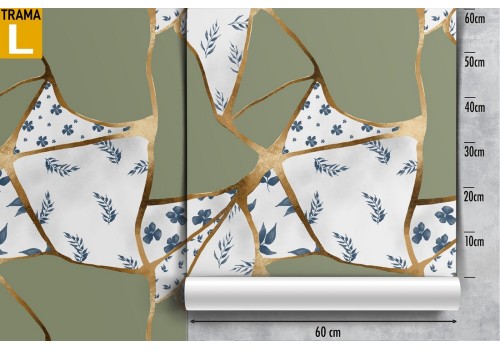 Grey marble wallpaper with gold luxury finishes. 2