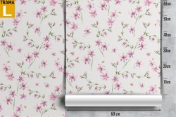 Carta da Parati piccoli fiori rosa natura raffinata.