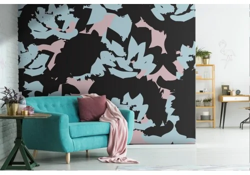 Abstract roses wallpaper black modern nature.