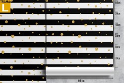 Black striped wallpaper with gold luxury modern decorations.