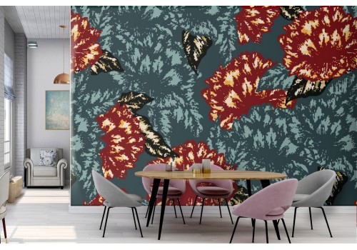 Abstract green and pink flowers nature wallpaper.