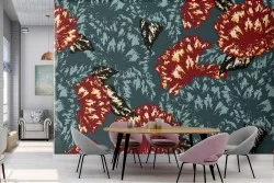 Abstract green and pink flowers nature wallpaper.