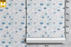 Stylized Modern Wallpaper with Flowers and Leaves