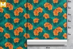 Tropical Nature Flowers Leaves Wallpaper