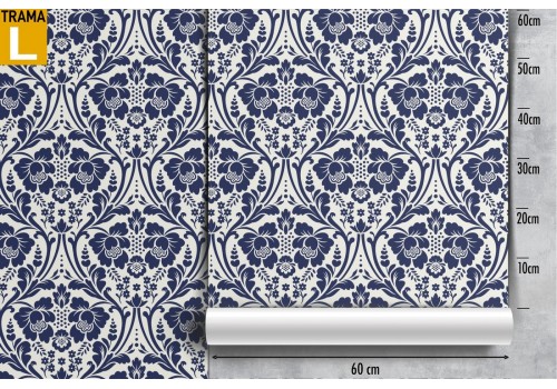 Damask wallpaper with vintage blue flowers. 2