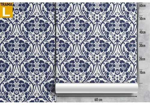 Damask wallpaper with vintage blue flowers. 2