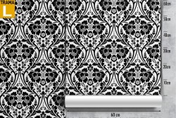 Damask wallpaper with vintage black flowers.