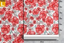 Carta da Parati pattern natura fiori rossi.