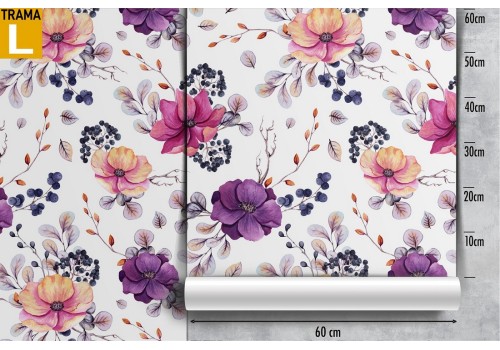 Carta da Parati fiori natura design moderno viola. 2