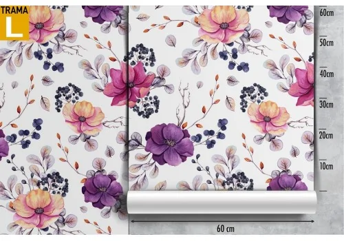 Carta da Parati fiori natura design moderno viola. 2