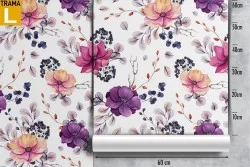 Carta da Parati fiori natura design moderno viola.