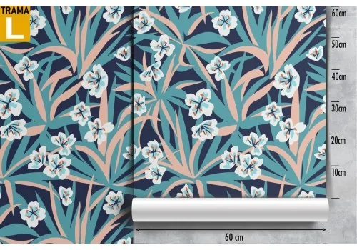 Wallpaper with leaves and white flowers nature. 2