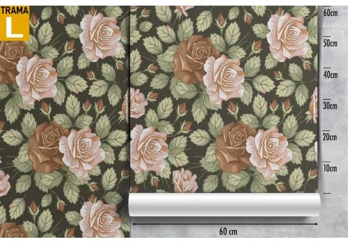 Vintage nature wallpaper with pink and brown flower pattern. 2