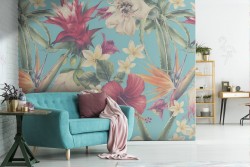 Pink and white tropical flower wallpaper.