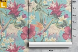 Pink and white tropical flower wallpaper.