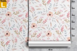 Carta da Parati fiori vintage e foglie natura.