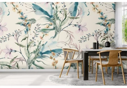 Wallpaper nature stylized green leaves.