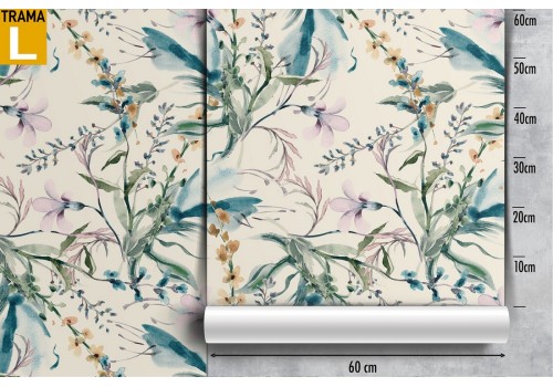 Carta da Parati natura foglie stilizzate verdi. 2