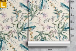 Carta da Parati natura foglie stilizzate verdi.