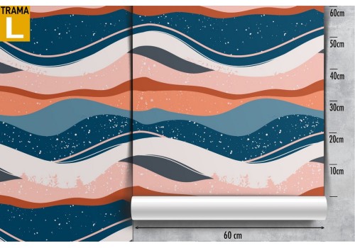 Wallpaper decoration modern pink and blue waves. 2