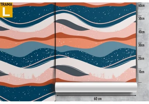 Wallpaper decoration modern pink and blue waves. 2