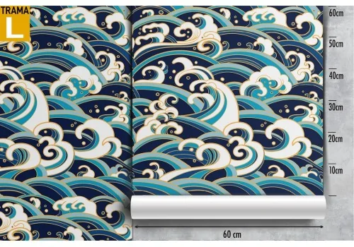Wallpaper with marine waves nature oriental design. 2