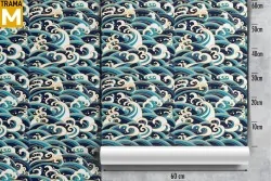 Oriental Nature Zen Stripes and Waves Wallpaper