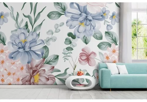 Carta da Parati fiori raffinati natura vintage.