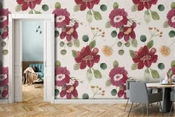 Red flowers wallpaper nature pattern.