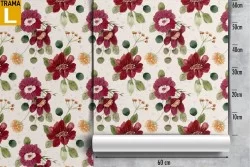 Carta da Parati fiori rossi pattern natura.