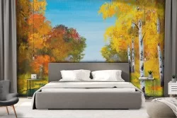 Wallpaper Nature Rivers Waterfalls Lakes Paintings and Watercolors Trees