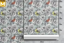 Carta da Parati animali Natura Fiori Stilizzata