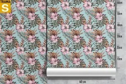Wallpaper Design and Styles Flora and Fauna Flowers Leaves Tropical Nature