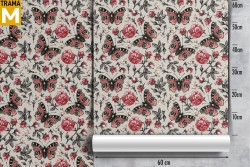 Carta da Parati animali Natura Fiori Vintage