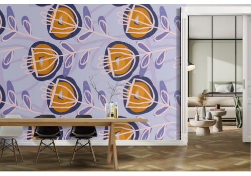 Wallpaper with stylized flowers modern design.