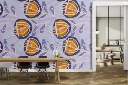 Carta da Parati fiori stilizzati design moderno.