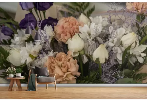 Carta da Parati fiori composizione rose bianche 2