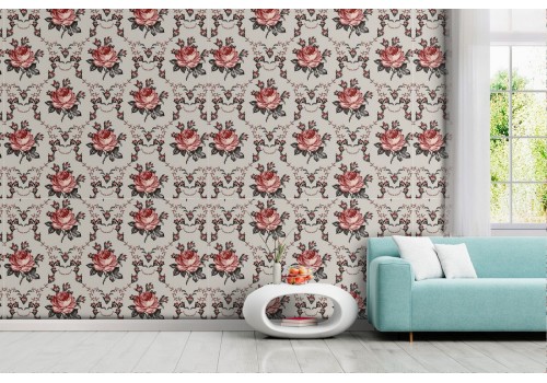 Vintage nature red roses wallpaper.