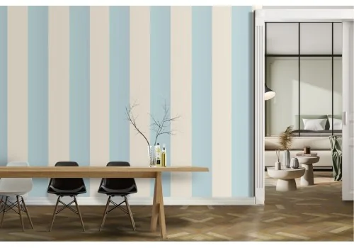 Carta da Parati righe classiche bianco e azzurro.