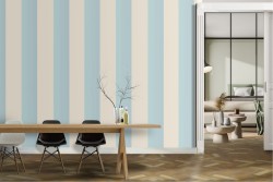 Carta da Parati righe classiche bianco e azzurro.