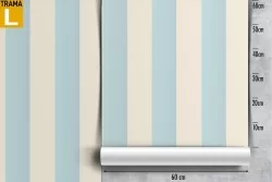 Carta da Parati righe classiche bianco e azzurro.