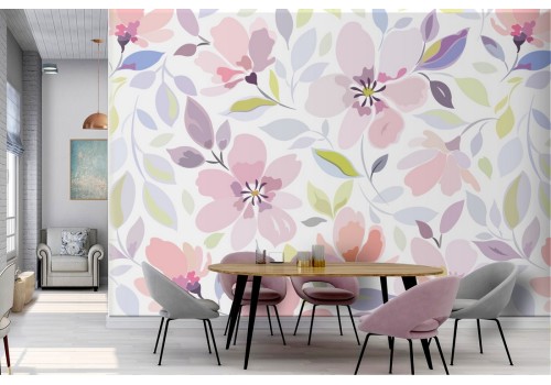 Carta da Parati natura fiori rosa moderna.