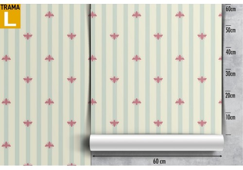 Vintage design wallpaper with aqua green stripes. 2