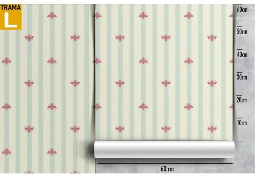 Vintage design wallpaper with aqua green stripes. 2