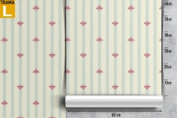 Vintage design wallpaper with aqua green stripes.
