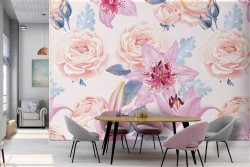 Pink and white flower wallpaper.