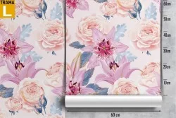 Carta da Parati fiori rosa e bianchi.