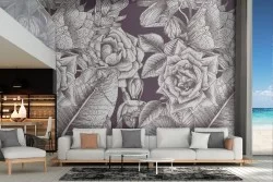 Vintage gray marble rose wallpaper.