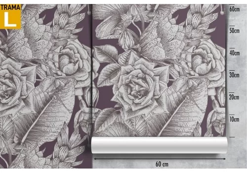 Carta da Parati rose grigio marmo vintage. 2